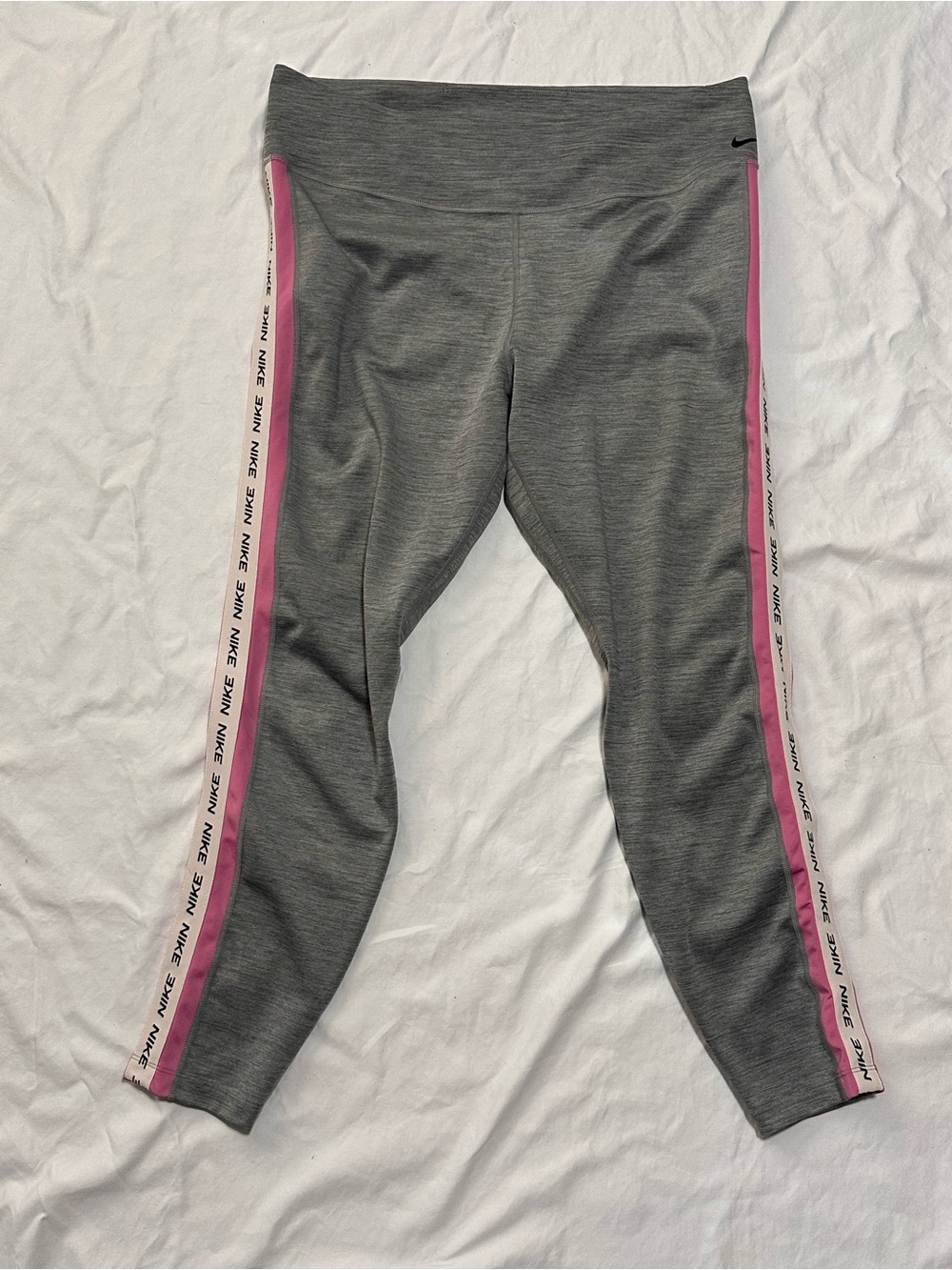 Nike Gray Leggings with Pink Trim